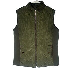 Cavalini Original Quilted Vest Fleece Lined Vest in Olive Green Size Large EUC!